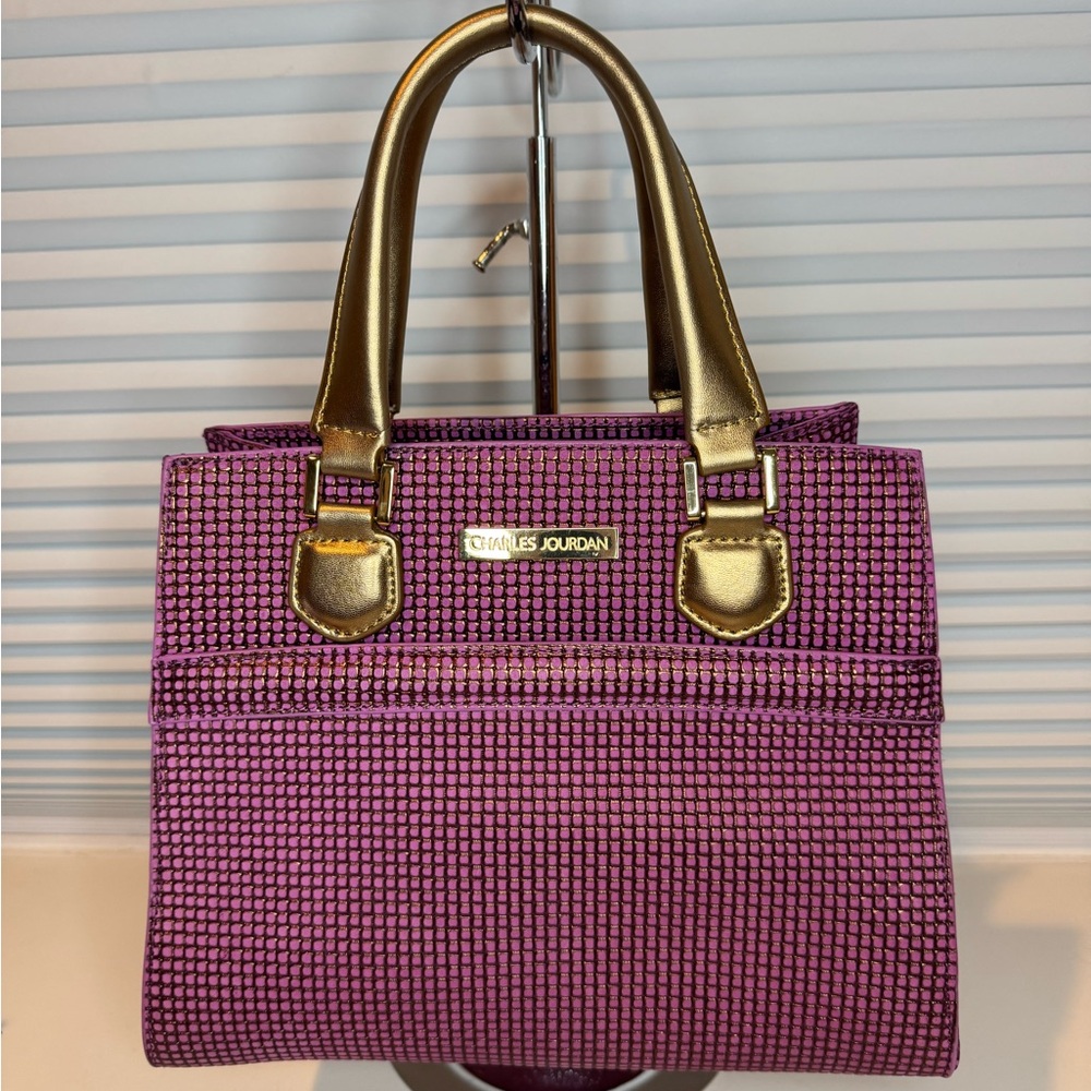 Charles Jourdan Purple pink and Gold tote